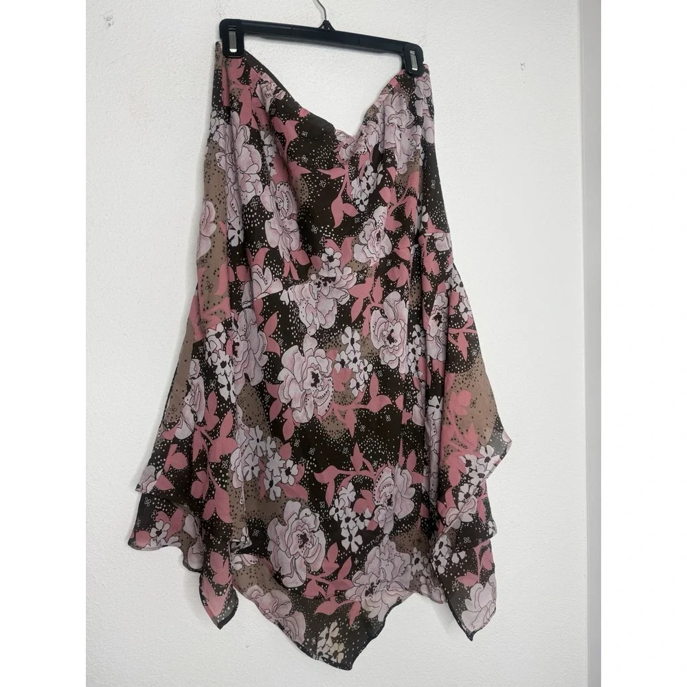 Vintage Y2K Floral Hanky Hem Asymmetrical Skirt Romantic Grunge Fairy Plus 14/16